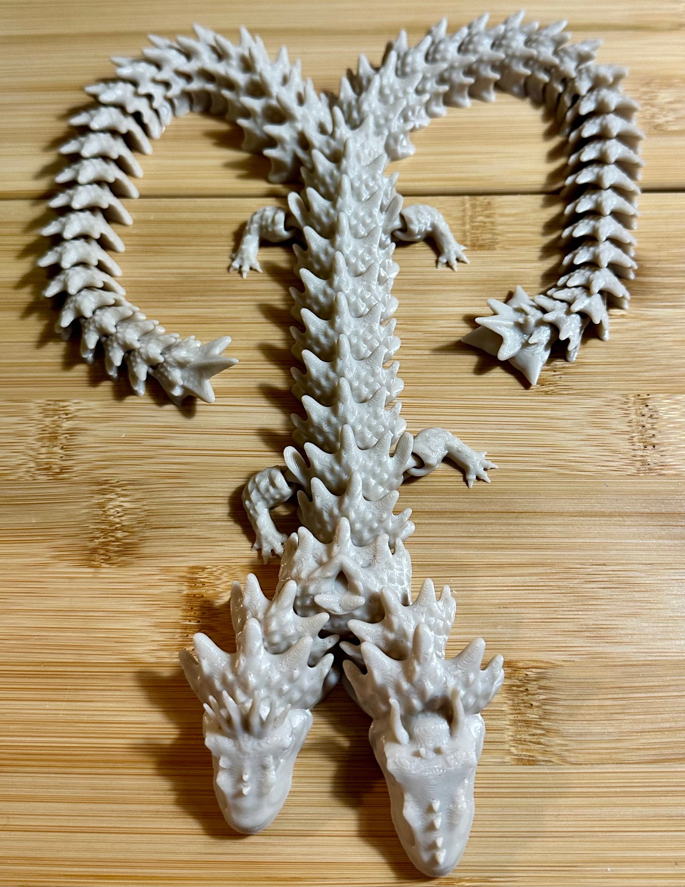 Two Headed Two Tail Articulated Dragon 3d printed